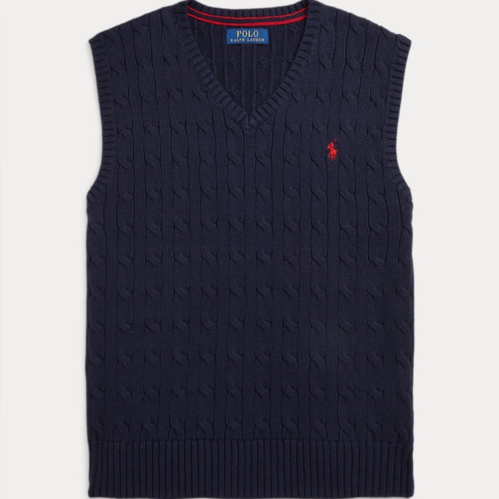 Polo by Ralph Lauren Charcoal Cable Knit Sweater Vest